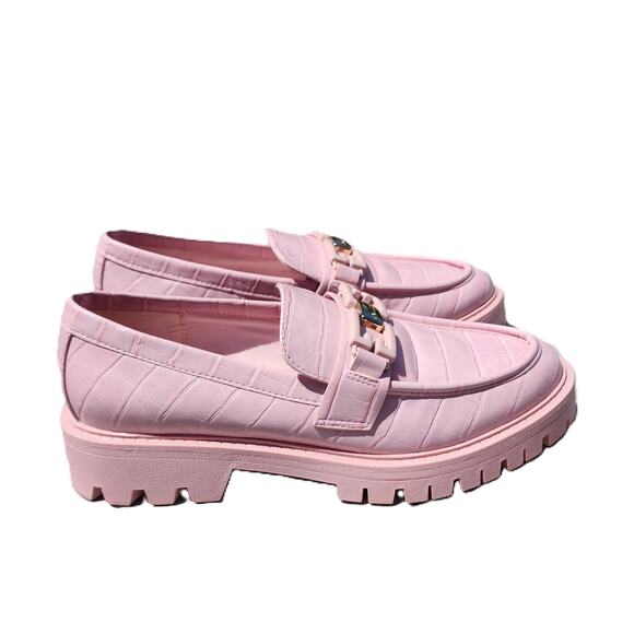 Aldo Tobey Croc Print Faux Leather Loafers 8 - Picture 2 of 11